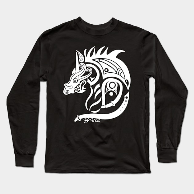 Fenrir Viking Norse Wolf (White) Long Sleeve T-Shirt by GrannyPomshka